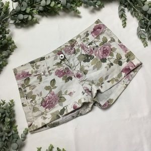 Floral denim jean shorts